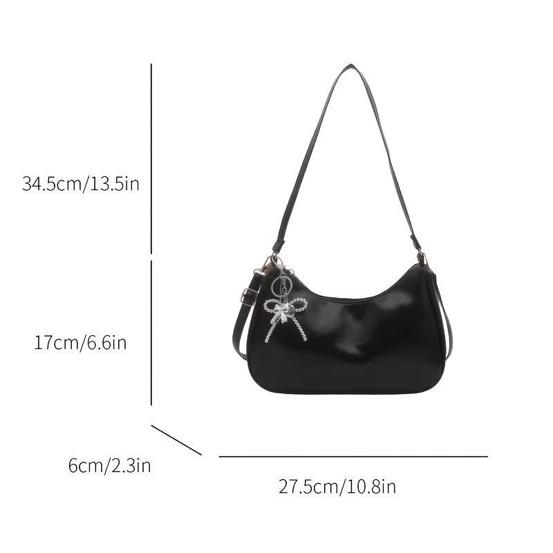 2026 New Chic and Simple Trendy Chain Shoulder Bag, Half-Moon Shaped Bag with Bow Charm, Solid Color Crossbody Bag for a Sexy Girl