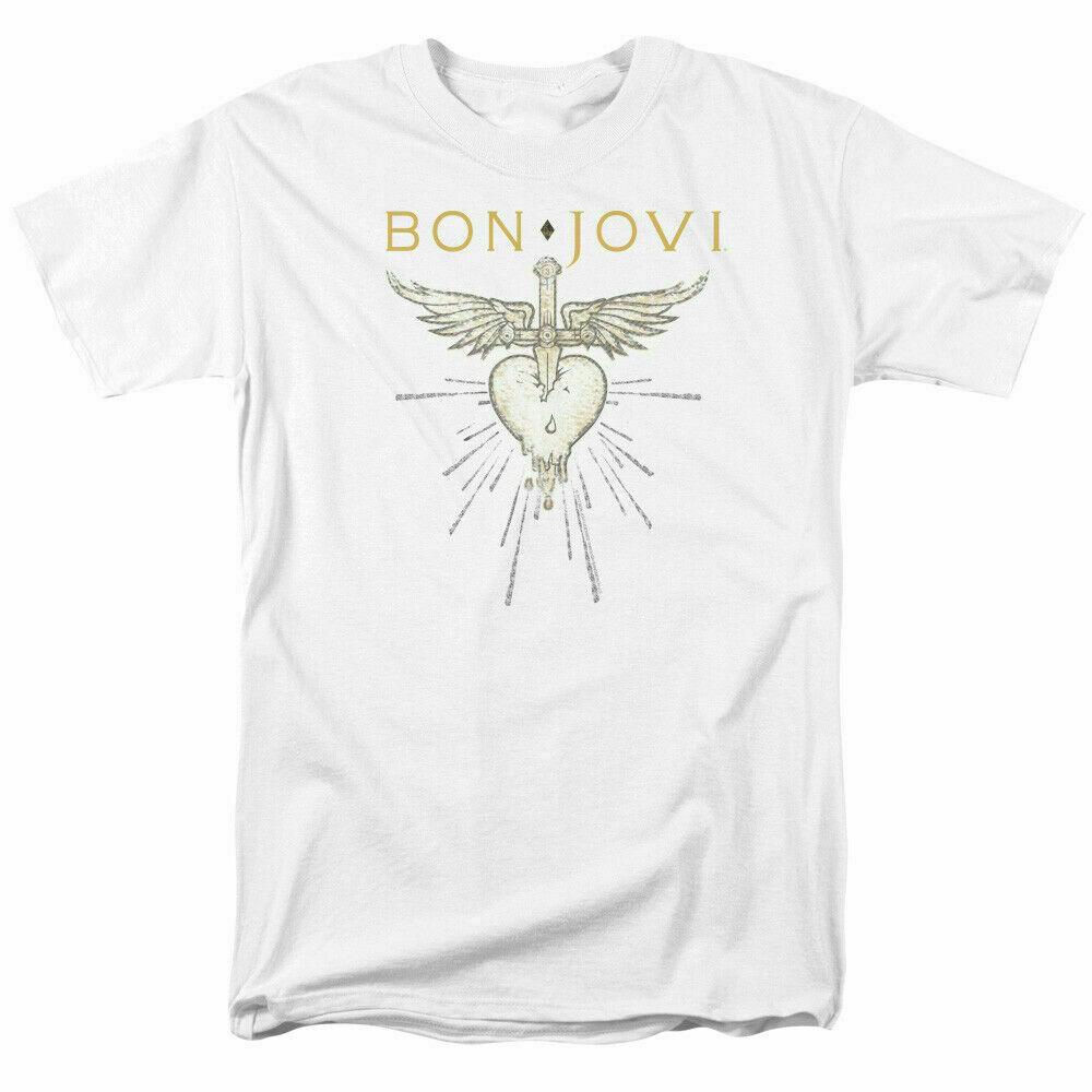 26 Bon Jovi Greatest Hits T Shirt Officially Licensed Rock Band Merch Tee White Unisex T-Shirt XXXL