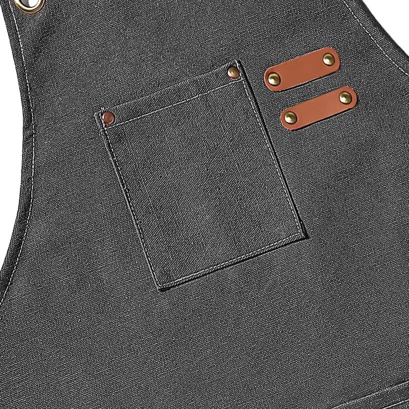 New Fashionable Waterproof Canvas Kitchen Apron Women's Men's Chef Work Apron Barbecue Restaurant Bar Store Cafe Beauty Nail Studio Uniforms