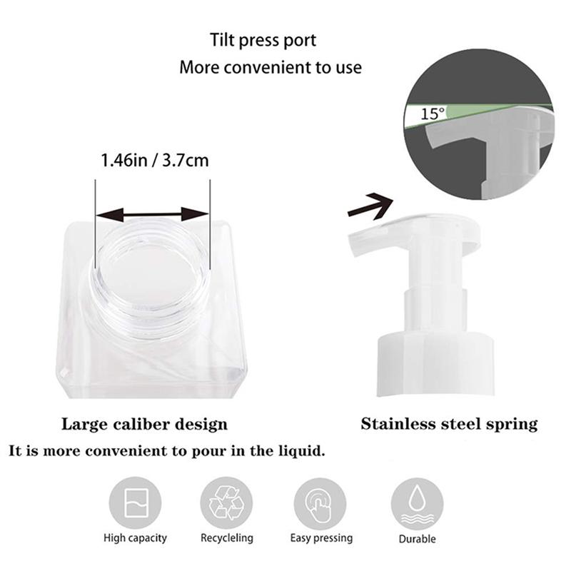

A34R 6 Pack Foaming Soap Dispenser 15Oz Refillable Foam Liquid Hand Soap Empty Plastic Pump Bottle Container - Clear 450Ml чистий