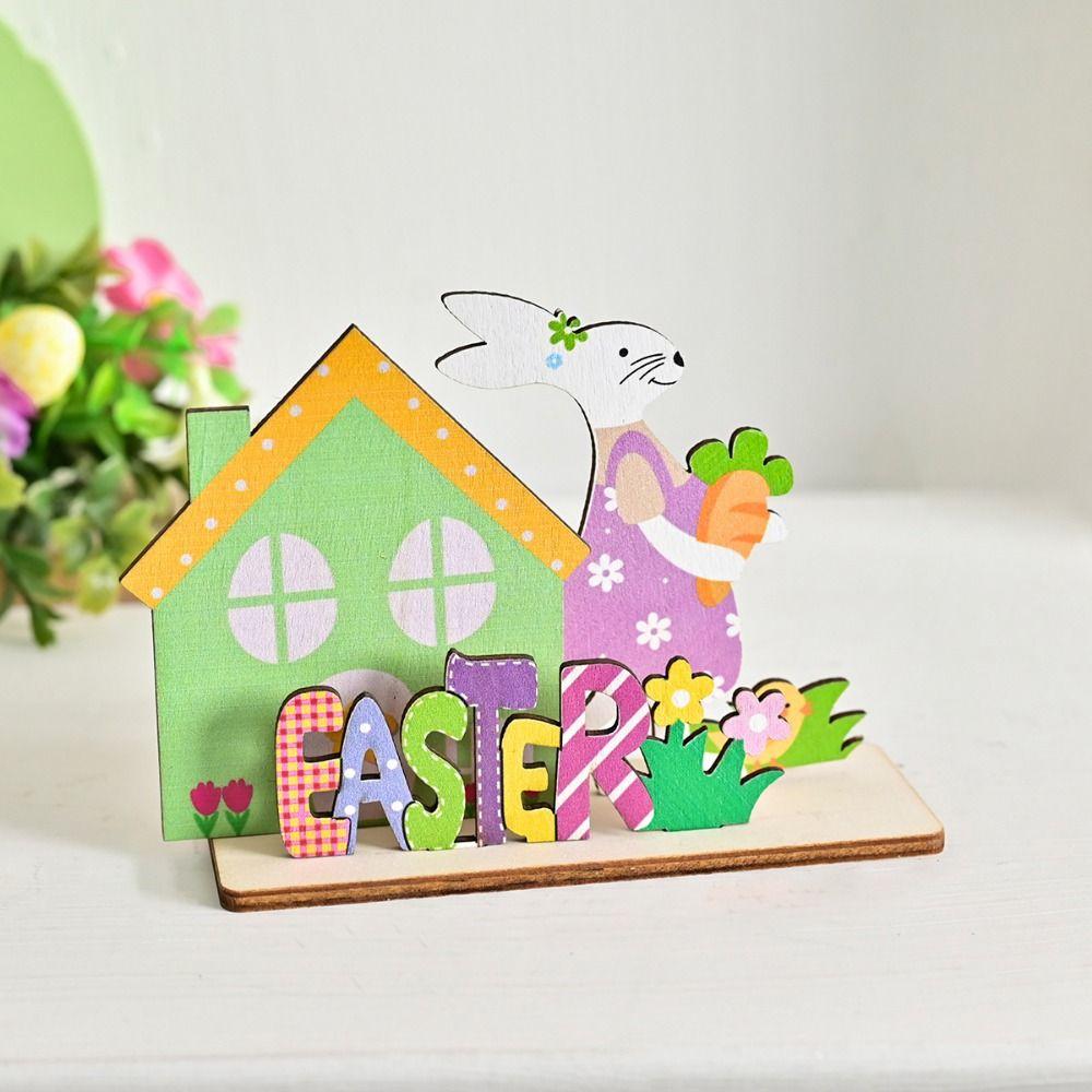 Cartoon Easter Bunny Ornaments Cute Colorful Easter Ornaments Easter Wooden Ornaments  Desktop