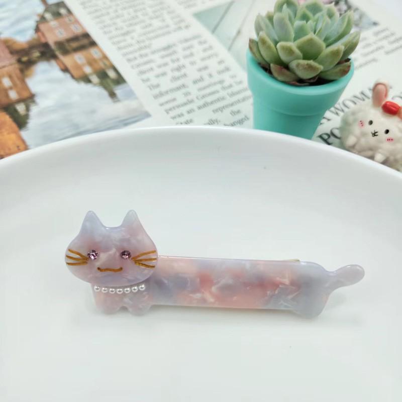 

YHJ 2023 Acetate Cat Hair Clip - Cartoon Short-Legged Alligator Clip for Bangs and Sides