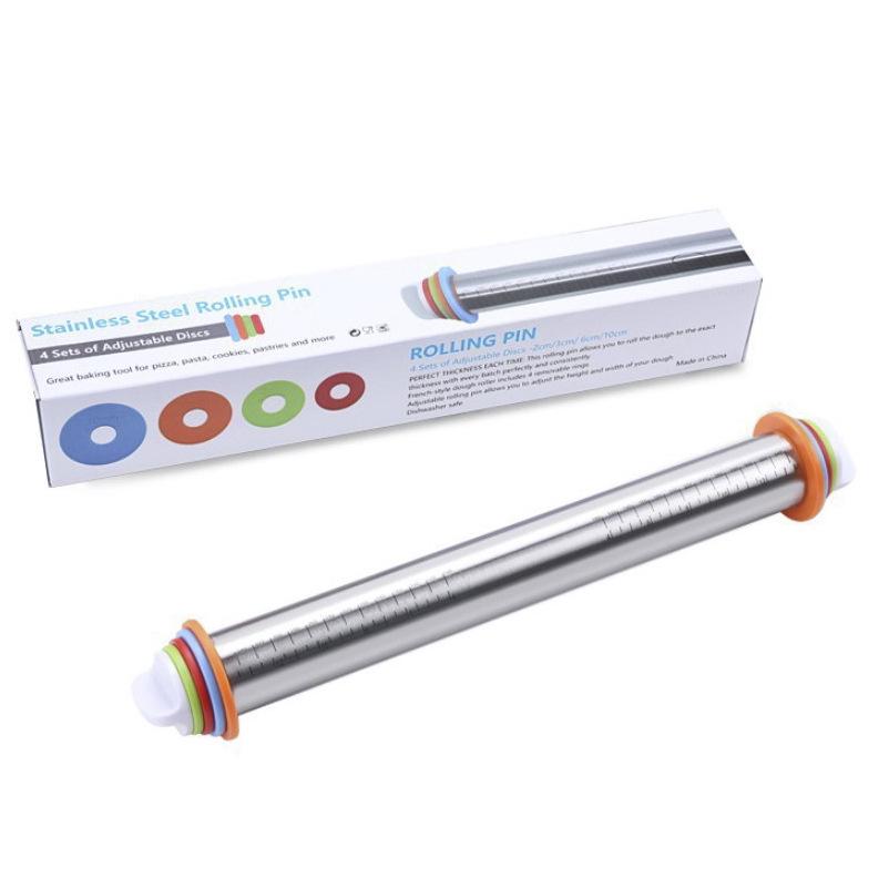 17" Adjustable Stainless Steel Rolling Pin with Thickness Scale