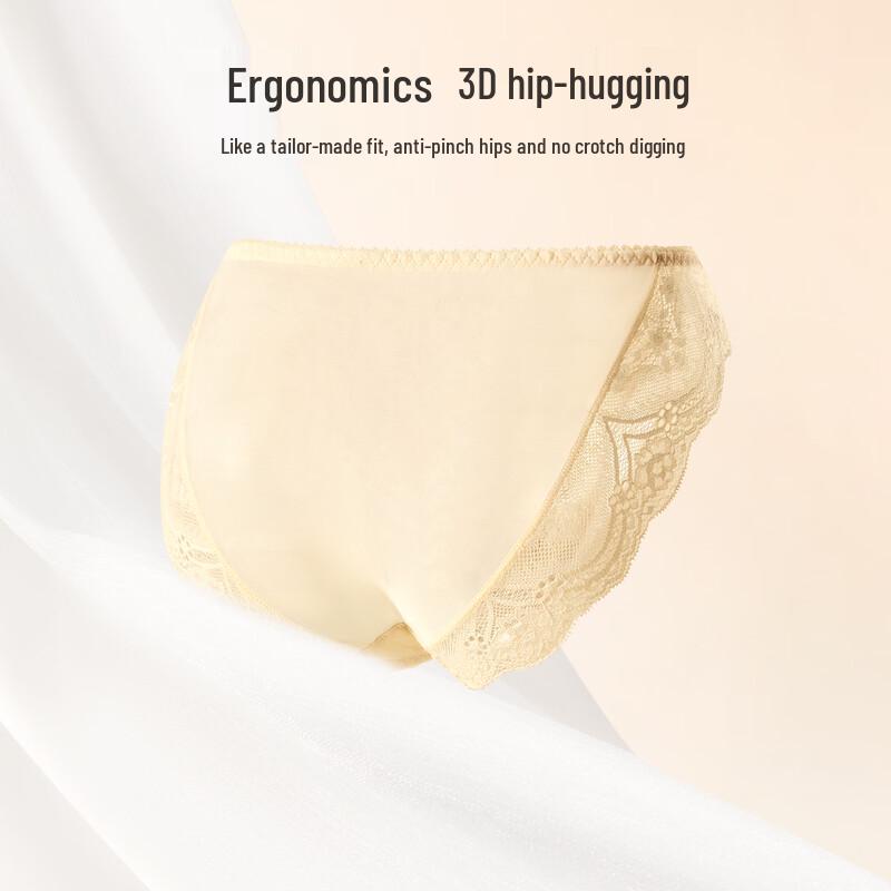 Women's Mulberry Silk Breathable Lace Trim Briefs (2-Pack)