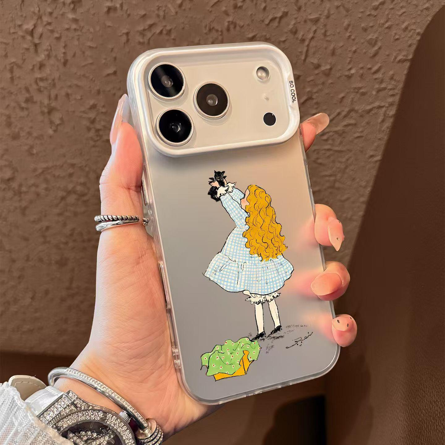 

Светловолосая девушка Стерлинговое серебро Чехол-ракушка для телефона для Apple 17/16/15pro/14promax/13/12 iPhone 13 mini