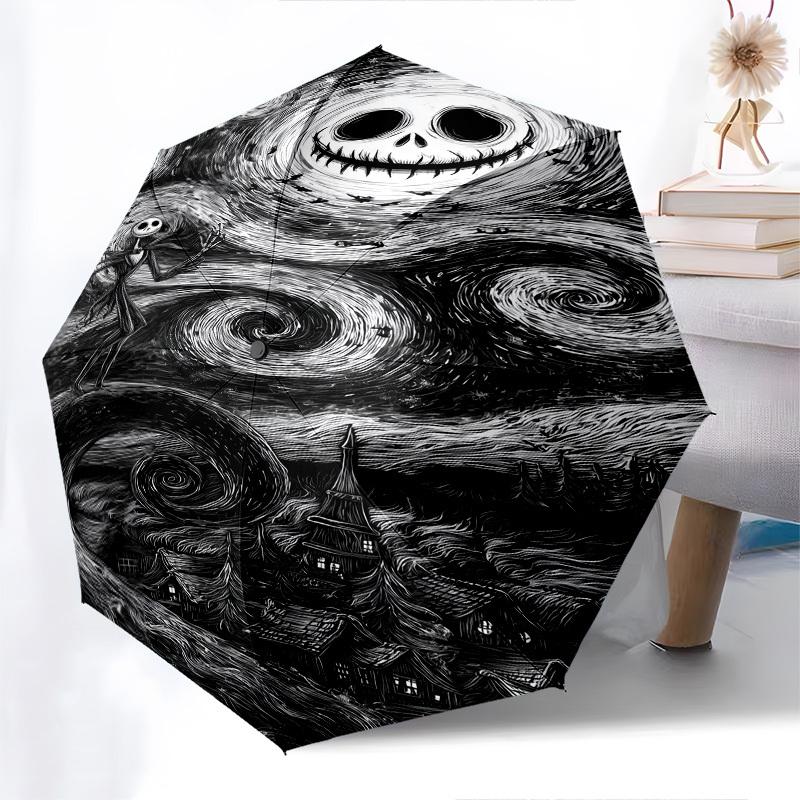 Albtraum vor Weihnachten, Jack Skellington Motiv, Automatisches Öffnen und Schließen, Helles 8-Speichen, Tragbarer Schirm, Geeignet für Männer