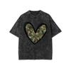 Leopard Print Heart Butterflies T-Shirt Vintage Washed Oversized Casual Crew Neck Short Sleeve for Summer Daily Wear