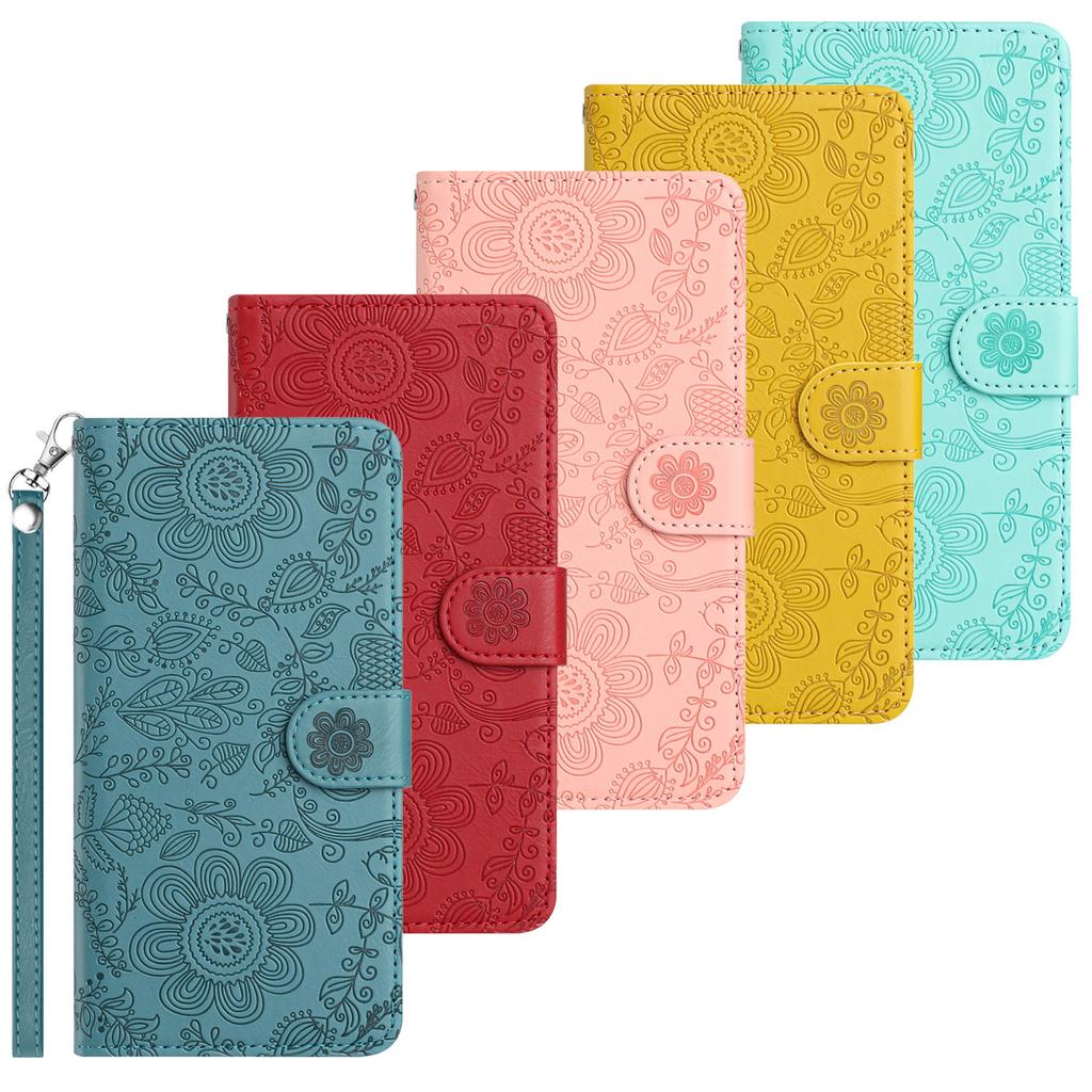 Embossed Flower Flip Wallet Case for iPhone 17 Pro & Samsung S26U - Colorful Floral Leather Cover