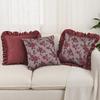 BUYNOW Red Rose Jacquard Hollandaise Lace Pillowcase Vintage Pastoral Living Room Sofa Cushion Cover Home Bedroom Saddle Decor