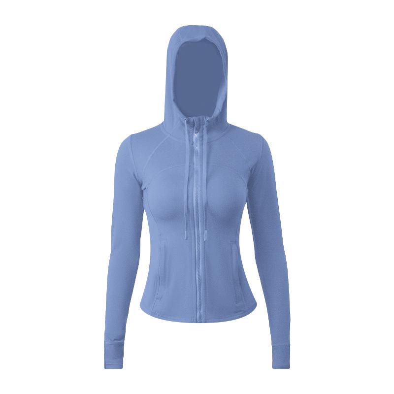 Damen Yoga Sportjacke mit Kapuze - Doppelseitig gebürstet, Hohe Elastizität, Slim Fit, Nude Feeling.