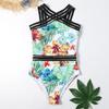 New Ladies One-piece Bikini Personality Printed Ruffle Bikini Swimsuit