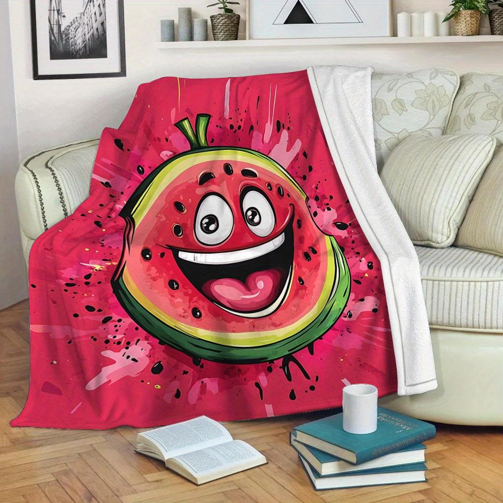 Modern watermelon fruit pattern Flannel printed blanket suitable for all seasons suitable for living room office sofa and travel