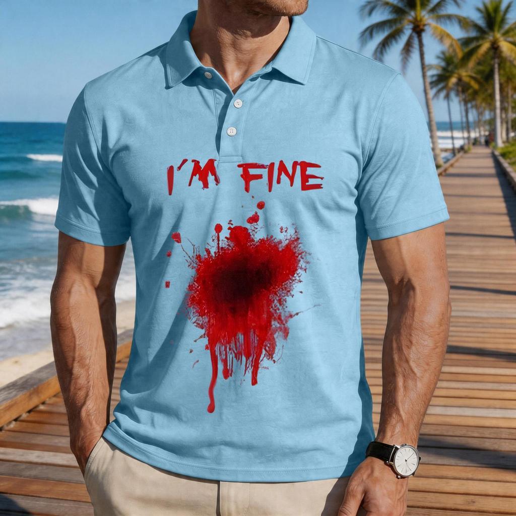 Men's Casual Short Sleeve Polo Shirt Loose Fit Halloween Themed Graphic Print Comfortable Lightweight Top