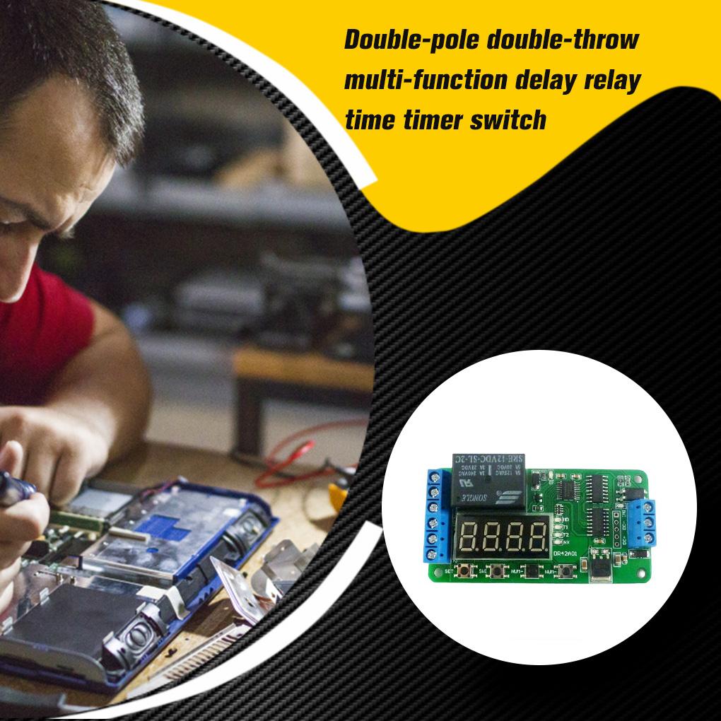 Metal Time-delay Relay Portable Digital 12V Multifunctional 4 Button Adjustable Replacement Timer Switch Circuit Board