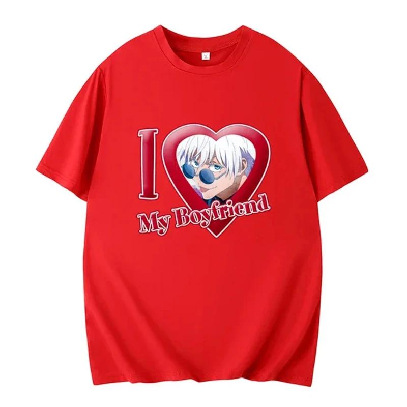 I Love My Boyfriend Print Funny T-shirt Girl Animal Y2K Fashion 90S Print Tops Tee Gril Black White Clothes,Drop Ship
