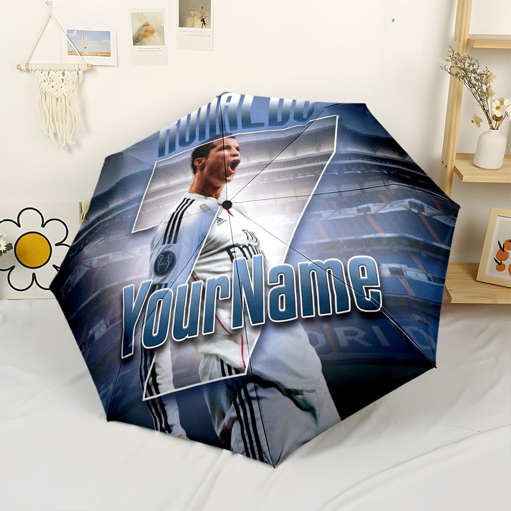 Cristiano Ronaldo Customize Text Umbrella Automatic Umbrella with 8-Rib Foldable Design for Outdoor Daily Use Fashion Lovers