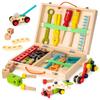 Montessori Wooden Building Toy Wooden Educational Tool Set for Ages and A Popular Birthday Gift for Boys and Includes a Storage Set, 43-Piece, 3, 4,