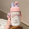 Thermos cup high value cartoon straw cup portable stainless steel student vacuum cup