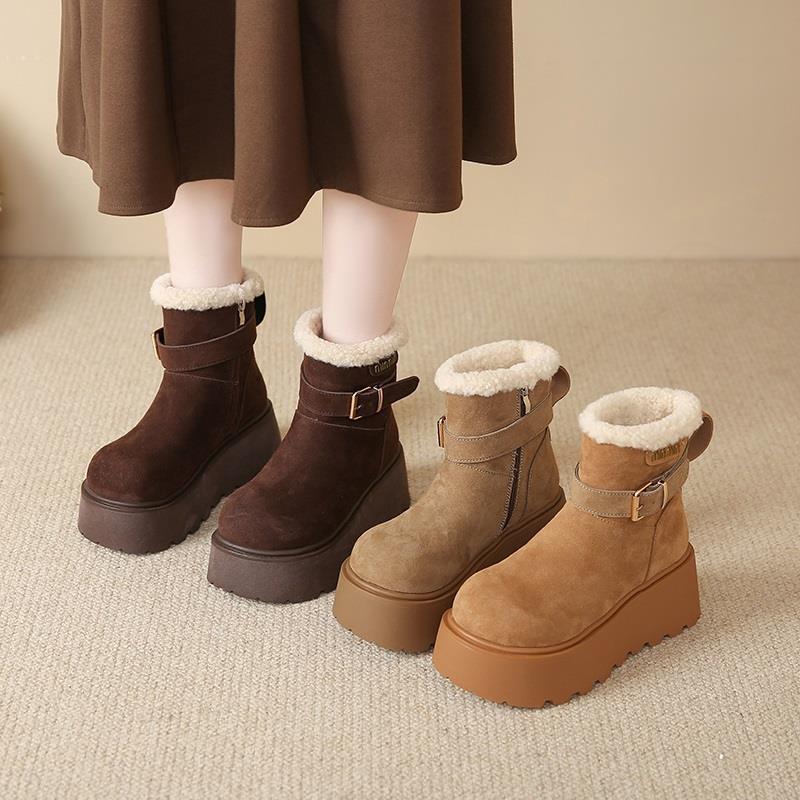 Muffin thick-soled snow boots women's 2025 new winter women's shoes piled and thickened Northeast cotton boots warm short boots