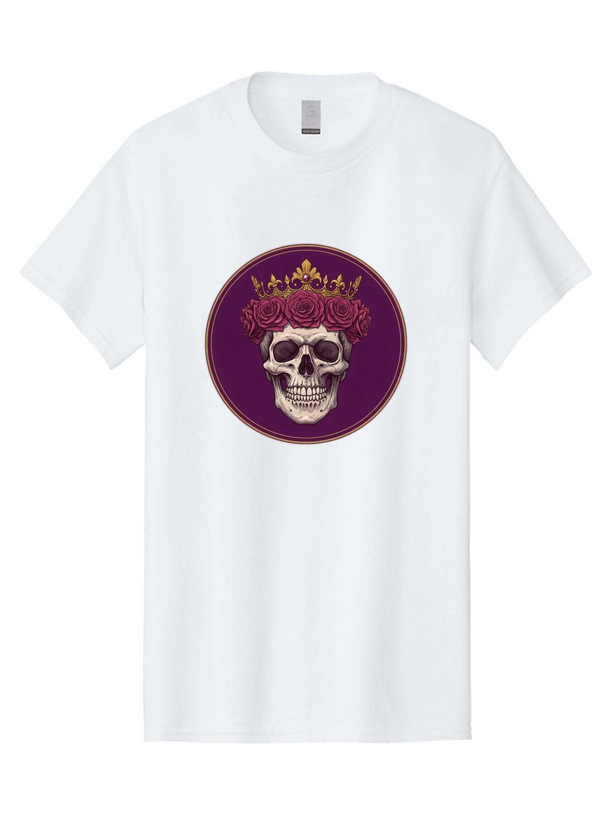 Skull-With-Roses-And-Crown Mens Graphic Tee, 100% Cotton, Casual Summer Wear S