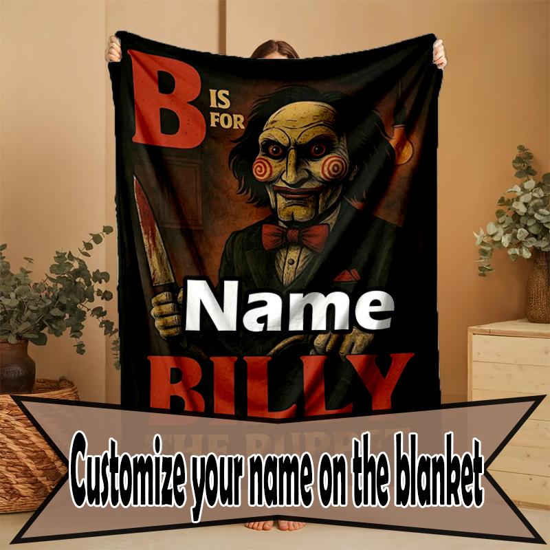 Custom Name Personalized Bride of Chucky Print Blanket, Home Decor, Bedroom, Sofa, Camping, Couch, Gifts for Birthday Christmas