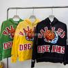 Vintage Washed Patchwork Embroidered Zip-Up Hoodie Men Loose Fit Cotton Sweatshirt Winter Casual