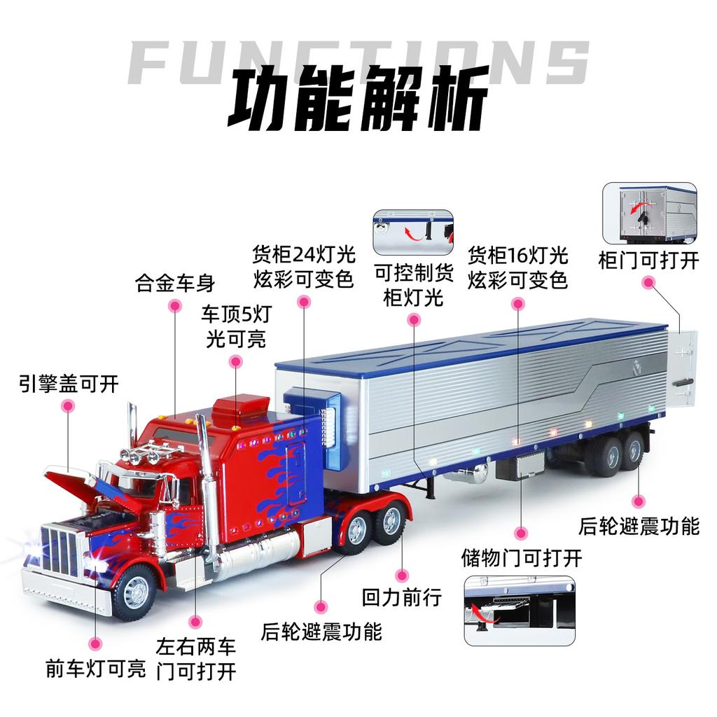 1:24 Peterbilt 389 Heavy Duty Truck Alloy Model Car Toy Diecasts Metal Casting Sound and Light Car Toys For Children Vehicle