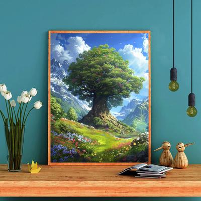 Kit Punto Croce Pittura Diamante Fai da Te Albero Verde Arte Mosaico Pittura Diamante Diamanti Tondi/Quadrati Decorazione Domestica