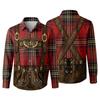 Men’s 3D Printed Plaid Long Sleeve Shirt with Vintage Pattern Relaxed Fit Button Down Collar for Festivals Parties and Outdoor Activities