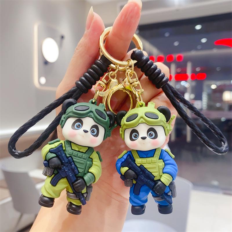 Creative Special Forces Panda Keychain Cute Cartoon Troop Little Warrior Doll Couple Bag Pendant Small Gifts