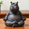 Yoga Master Hippo Figurine Handcrafted Clumsy Yoga Hippopotamus Ornament Zen Meditation Hippo Statue for Home Office Decor Yoga Lovers Gift