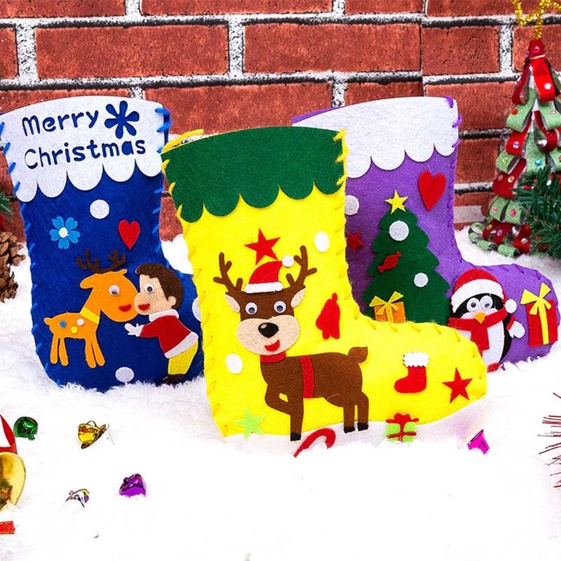 Creative Christmas Stockings Craft DIY Handcrafts Kindergarten Handmade for Toddlers Children Art & Crafts Supply