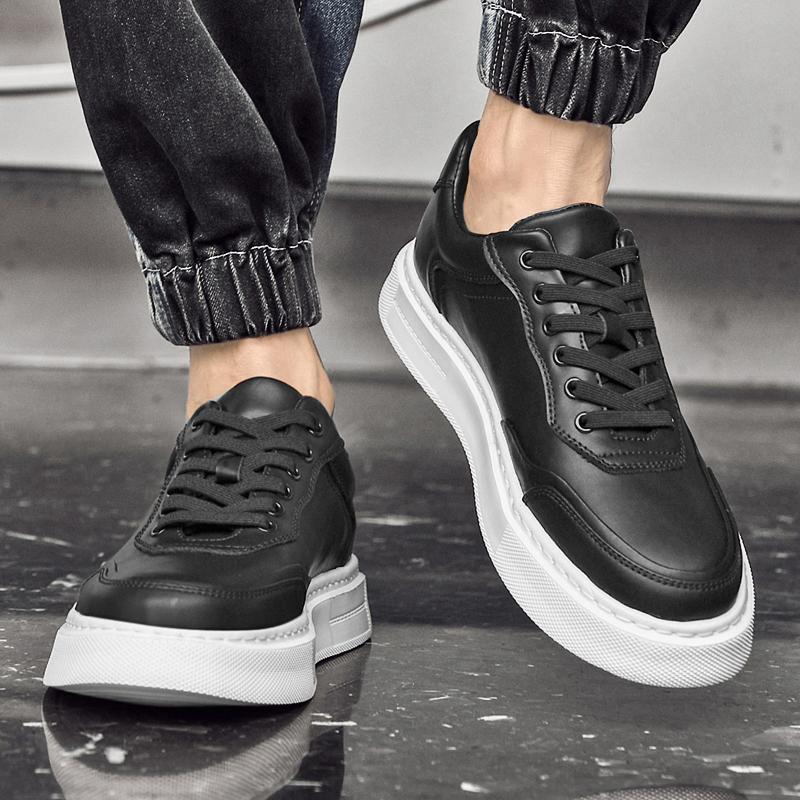 Fashion British Men's Shoe Trend Thick Soled Wear-resistant Low Cut Leather Casual Shoes High-quality New Men's Business Dress Shoes