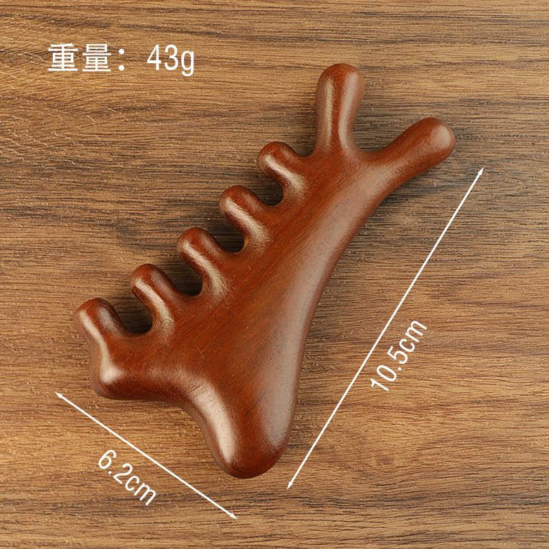 4-in-1 Scalp Massager Comb and Head Therapy Tool for Hair Loss, Gua Sha Meridian Relaxation - Premium Sandalwood Comb for Facial