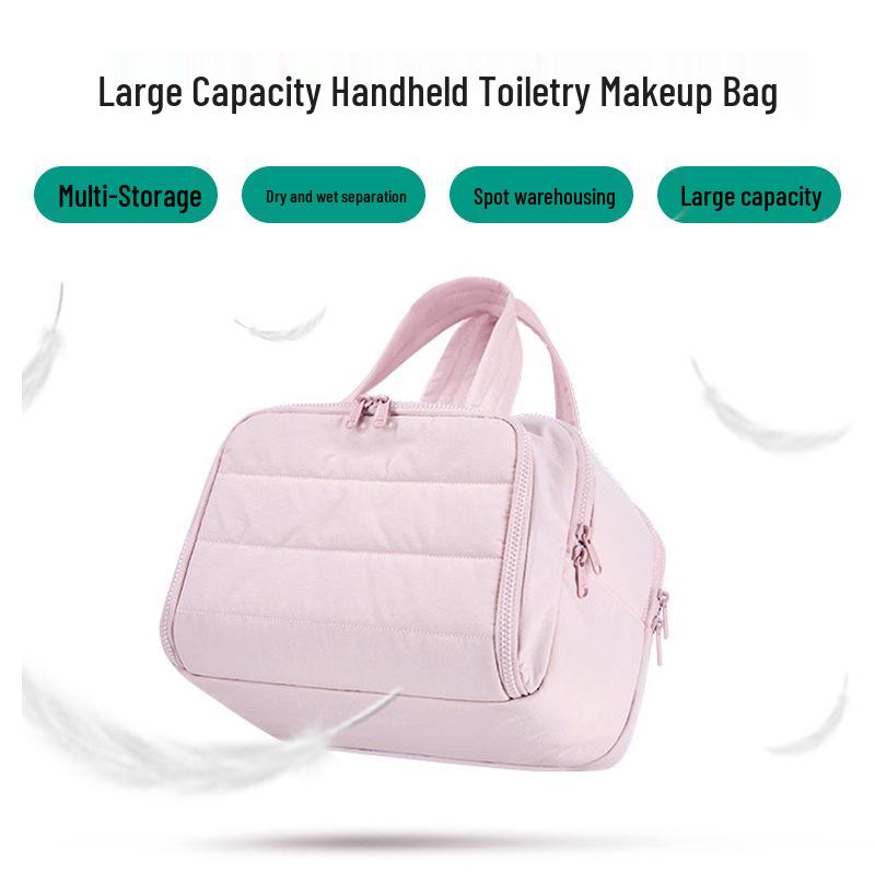Lightweight Wide-Opening Handheld Makeup Bag – Stylish and Puffy Cosmetic Storage