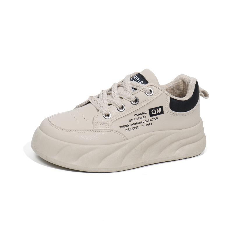 Low-Top Breathable White Shoes for Women  Spring New Internet Celebrity Big Head Bread Shoes Thick-Soled Casual Sneakers A683