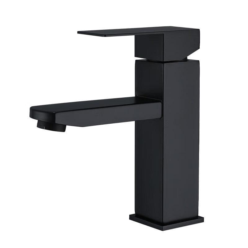 TLXT Single-Hole Black Ceramic Basin Faucet Set