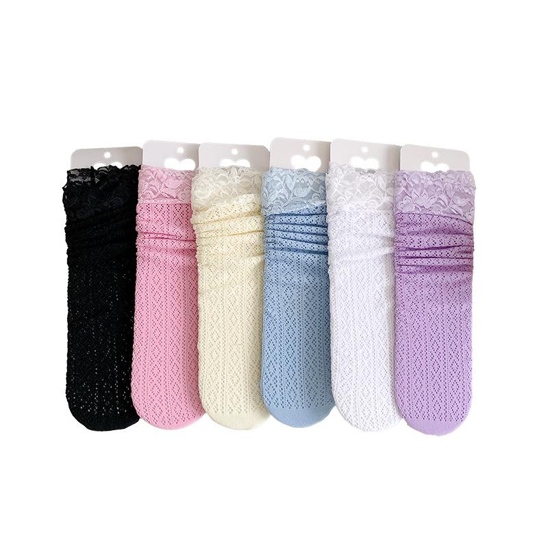 Ladies Spring and Summer Thin Style Lace Lace Mesh Hollow Ballet Wind Tube Pile Socks
