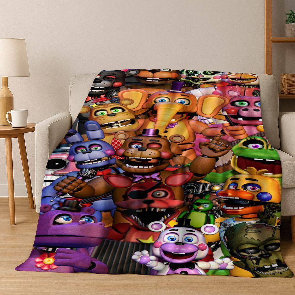 

3D гра F-FNAF Фредді Мультяшна Фланелева Ковдра для Ліжка Спальні Кімнати Вітальні, М яка Тепла Плед-Покривало Кемпінг Пікнік Подарунок Дітям 75x90cm
