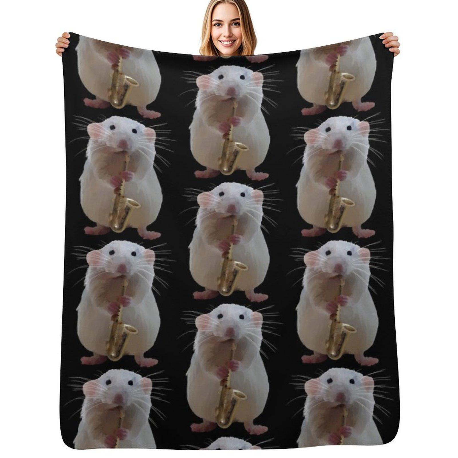 Rat playing the Saxophone Throw Blanket Cozy Sofa Blanket for TV Watching Napping 102x76cm(40x30in)