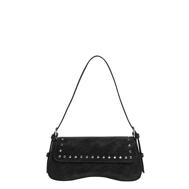 Women One-shoulder Underarm Bag Frosted Commuting Rivet Minimalist Vintage Casual Fashionable Cool Personality Daily