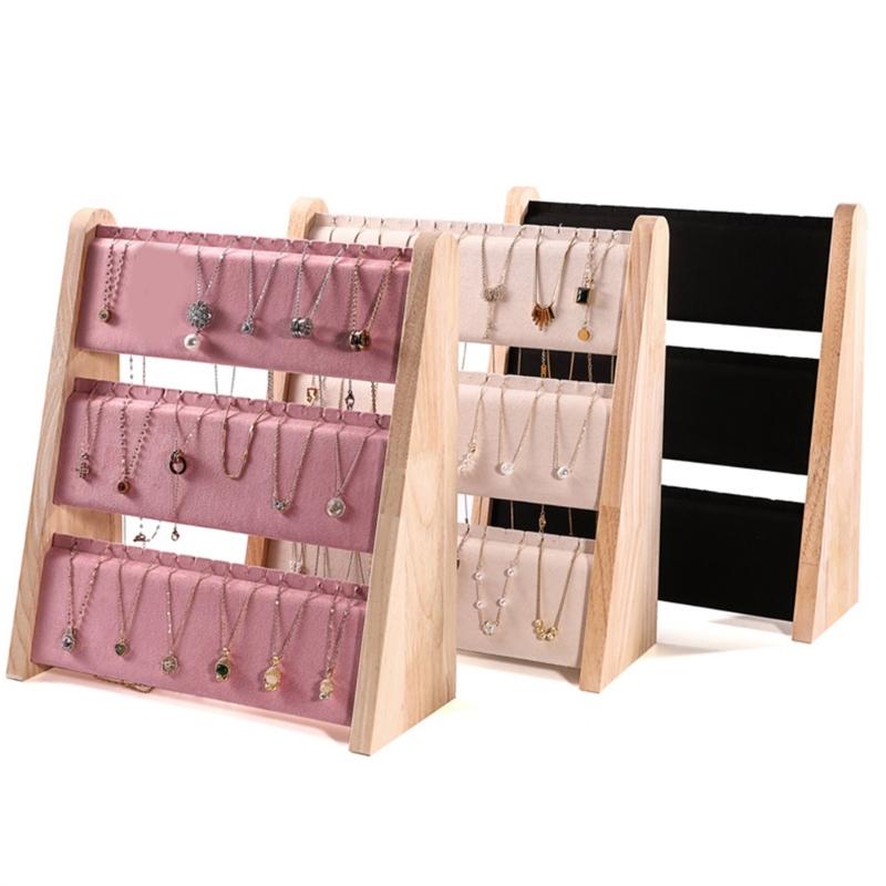Wood Jewelry Display Stand Rack Functional Wood Jewelry Display Shelf Effective Pendant Accessory Storage Holder