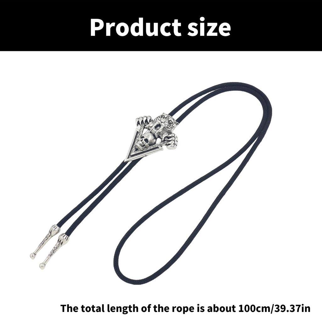 Classical Silver Metal Pendant Bolo Tie Rope Tie for Various Neck Styling Men's Neck Tie at Parties and Everyday Wear