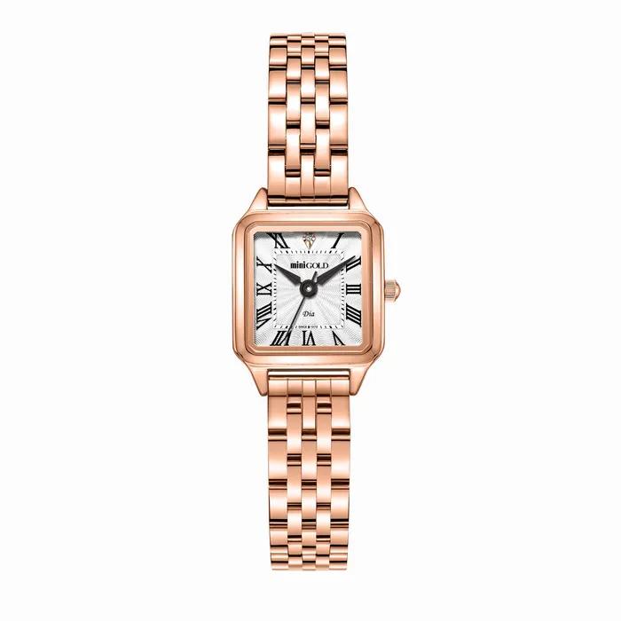 Diamond Square Rose Gold Metal Watch WSB020MPPK