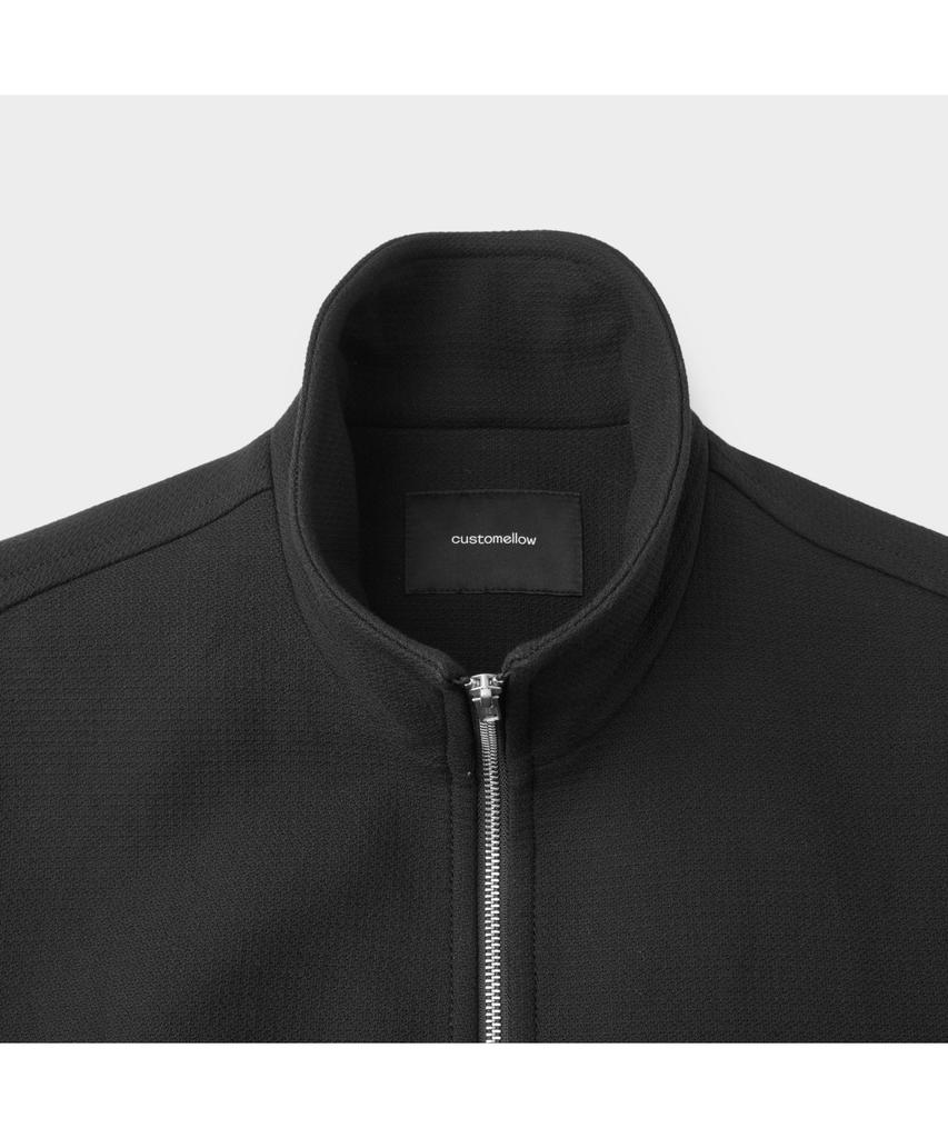 Customellow Black Cotton Tweed Highneck Jacket Cwuas26213Bkx