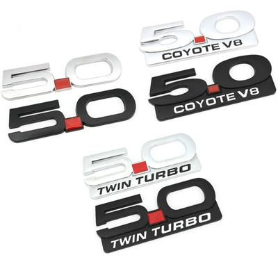 5.0 Logo Sticker Car Rear Trunk Emblem Badge 3D Car Decals for 5.0 Coyote V8 TWIN Turbo Emblem M-ustang