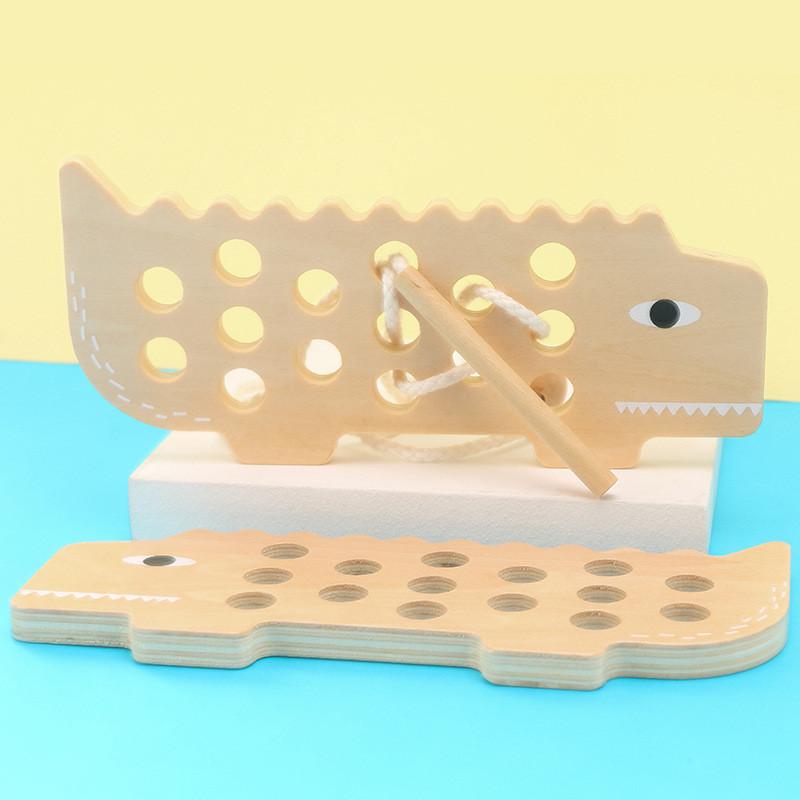 Wooden Crocodile Lacing Board Toy For Toddlers Play And Hand Practice Dexterity