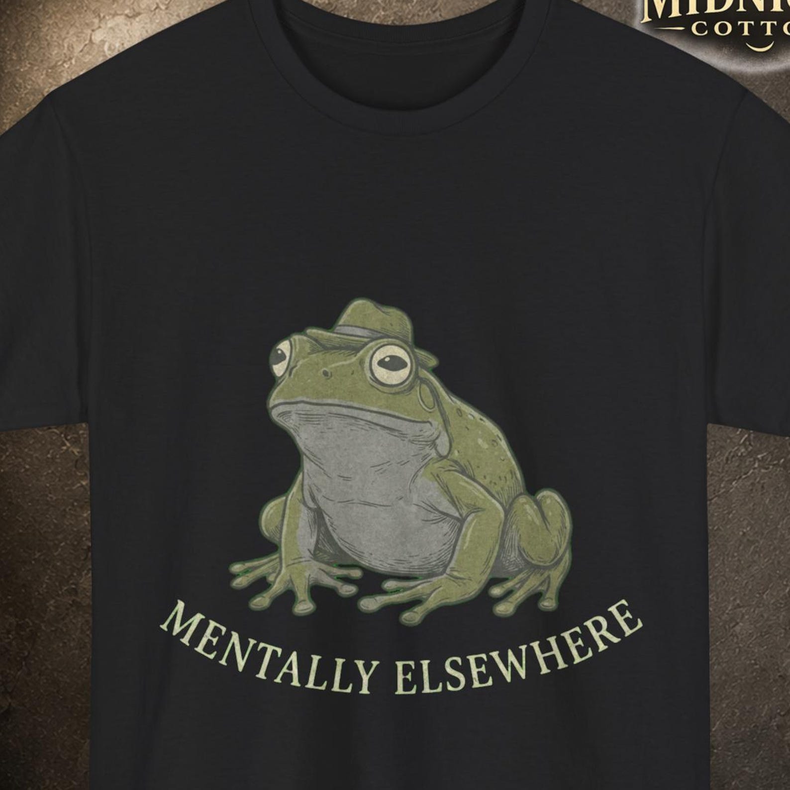 Mentally Elsewhere Frog Shirt, Emotionally Absent Frog Meme Tee, Weird Brainrot Internet Humor Shirt S