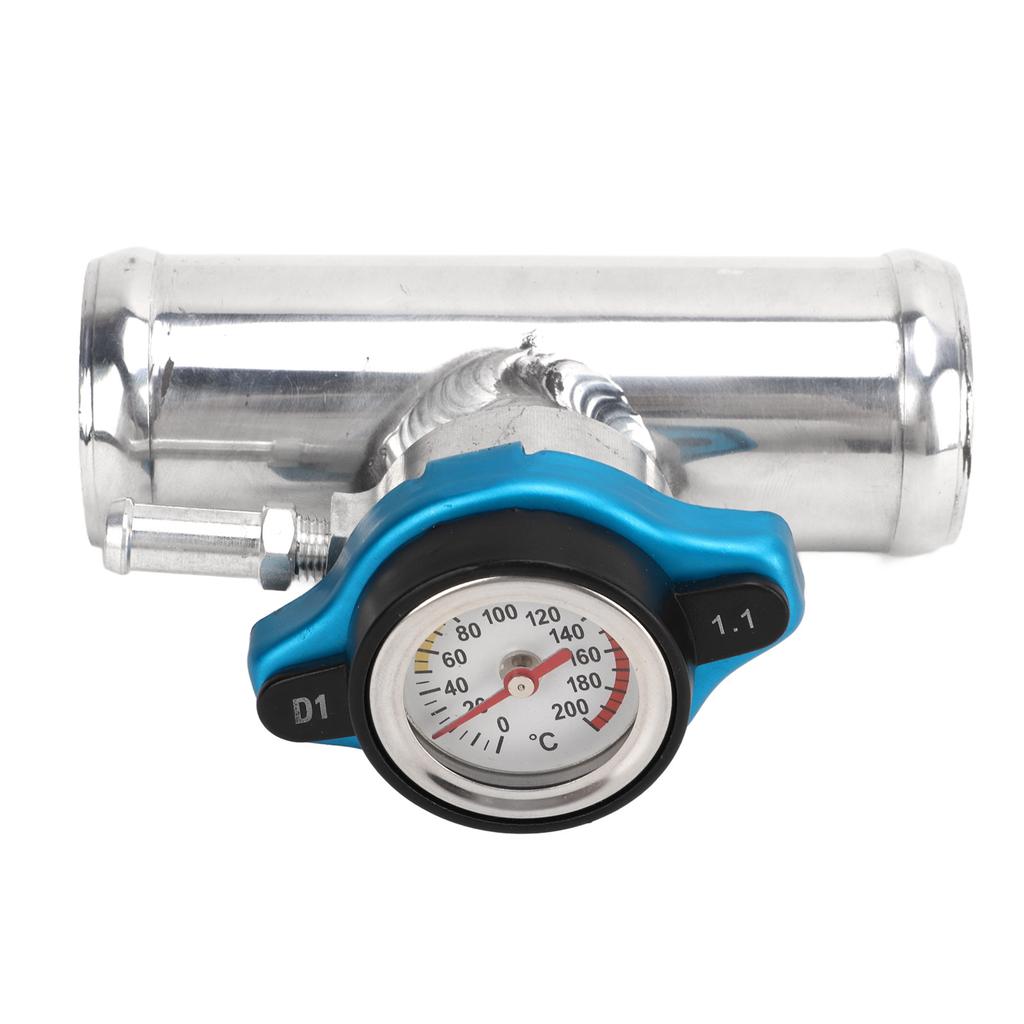 Radiator Inline Filler Neck 38mm 1?12in OD with Temp Display Cap T6061 Aluminum Polished Surface