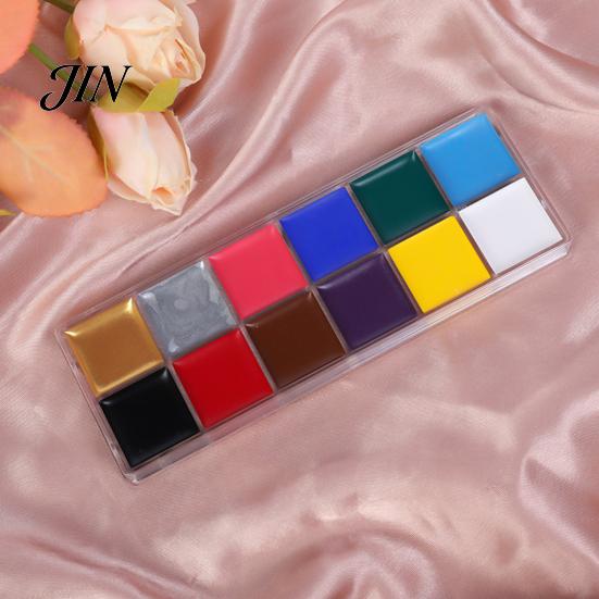 Professional Grade Face Art 12 Colors Body Paint Set, Painting Smooth Texture Makeup Kit for Halloween Party, Stage Costume, Cosplay, Festival